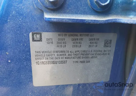 2016 Chevrolet Volt Lt z USA, uszkodzony, nr VIN 1G1RC6S50GU133587